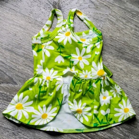 Dog One Piece Daisy Green Suspender Dress - Adorable - Size S - Picture 4 of 4
